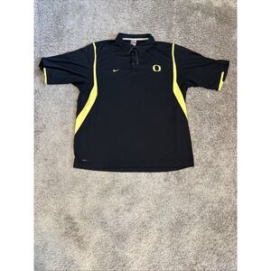 Nike Dri Fit Oregon Ducks Green Yellow Team Issued Diamond Pattern Polo Men's XL